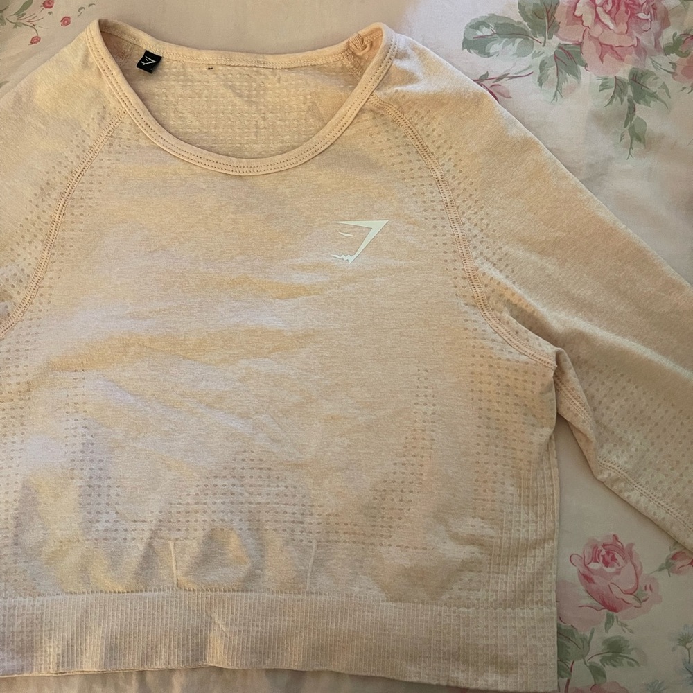 Gymshark Baby Pink Vital Seamless Long Sleeve Crop Top size M